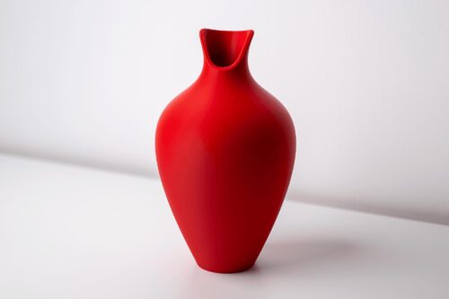 il_fullxfull.8174916434_45mz.jpg Red Matte Vase | Modern Organic Flared Neck Bud Vase