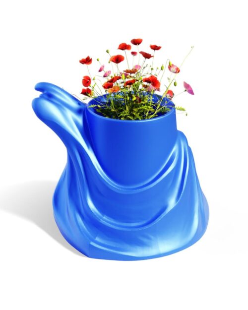 il_fullxfull.8175204834_lcuc.jpg Draped Fabric Illusion Planter | Surreal Cobalt Blue Pop Art Flower Pot