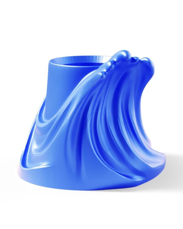 Draped Fabric Illusion Planter | Surreal Cobalt Blue Pop Art Flower Pot