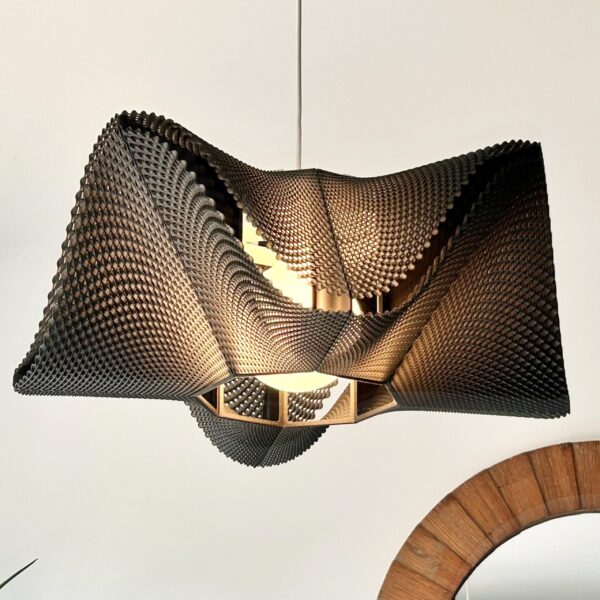 il_fullxfull.8175249694_lwru.jpg Pendant Light Shade | Woven Mesh Sine Wave Texture | Modern Geometric Ceiling Lamp | Boho Minimalist Chandelier Lighting