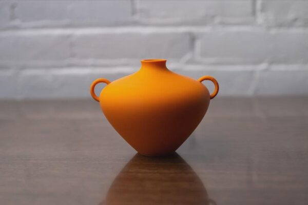 Mandarin Orange Dual Handle Vase - Modern 2-in-1 Geometric Vase Set