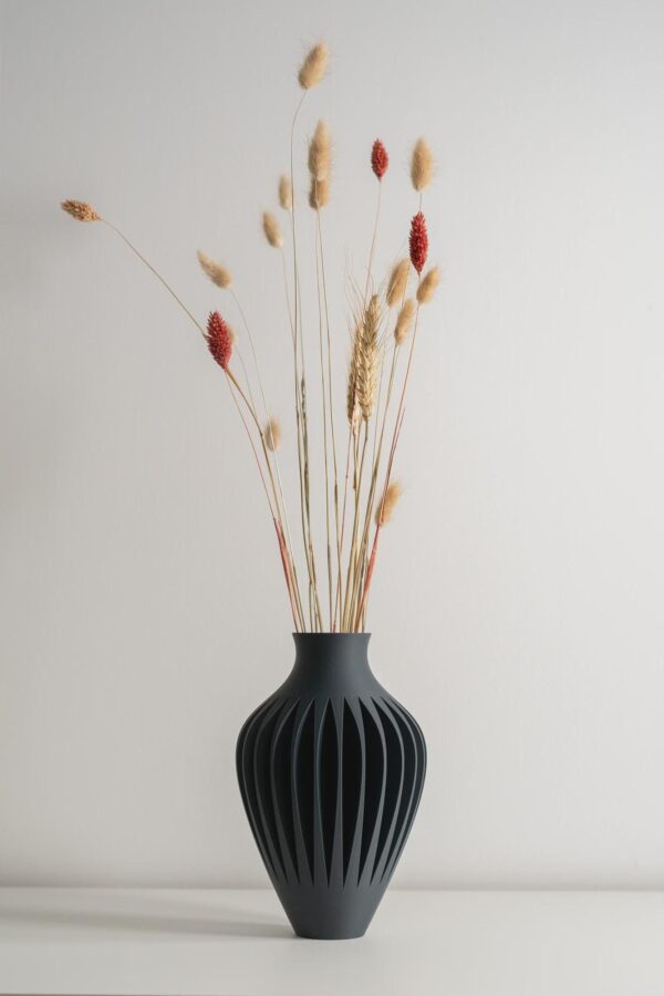 il_fullxfull.8205815662_io7x.jpg Symmetrical Round Geometric Vase - Statement 3D Printed Flower Pot | NextEraFab Modern Living Room Accent, Sleek Ash Gray Minimalist Decor