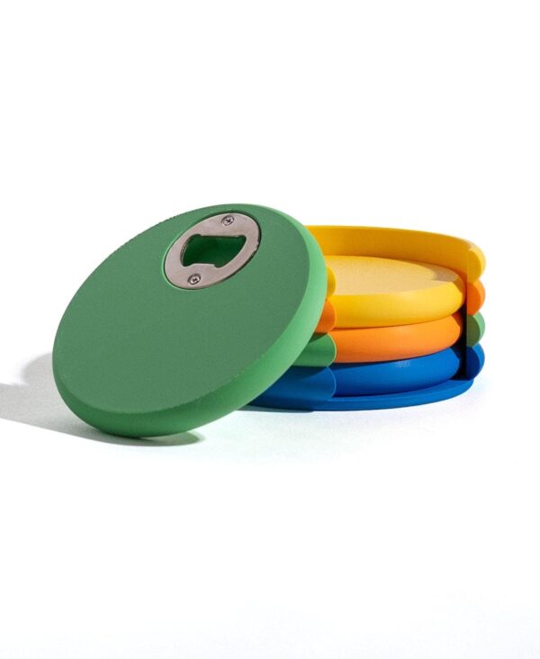 Hidden Bottle Opener Coasters with Holder Set - 3D Printed Drink Mats | NextEraFab Vibrant Modern Home Decor