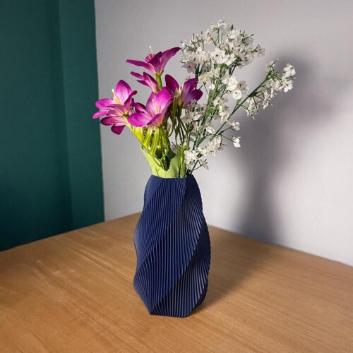 il_fullxfull.8223111941_crk6.jpg Twisted Geometric Ribbed Flower Vase | Modern Origami Style Centerpiece | Minimalist Home Decor