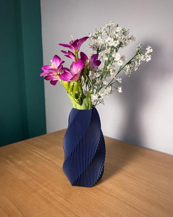il_fullxfull.8223111957_g7q6.jpg Twisted Geometric Ribbed Flower Vase | Modern Origami Style Centerpiece | Minimalist Home Decor