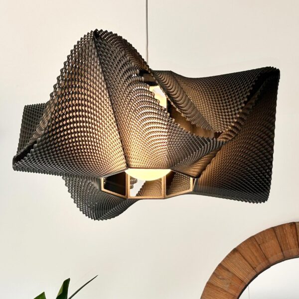 il_fullxfull.8223184047_8uch.jpg Pendant Light Shade | Woven Mesh Sine Wave Texture | Modern Geometric Ceiling Lamp | Boho Minimalist Chandelier Lighting