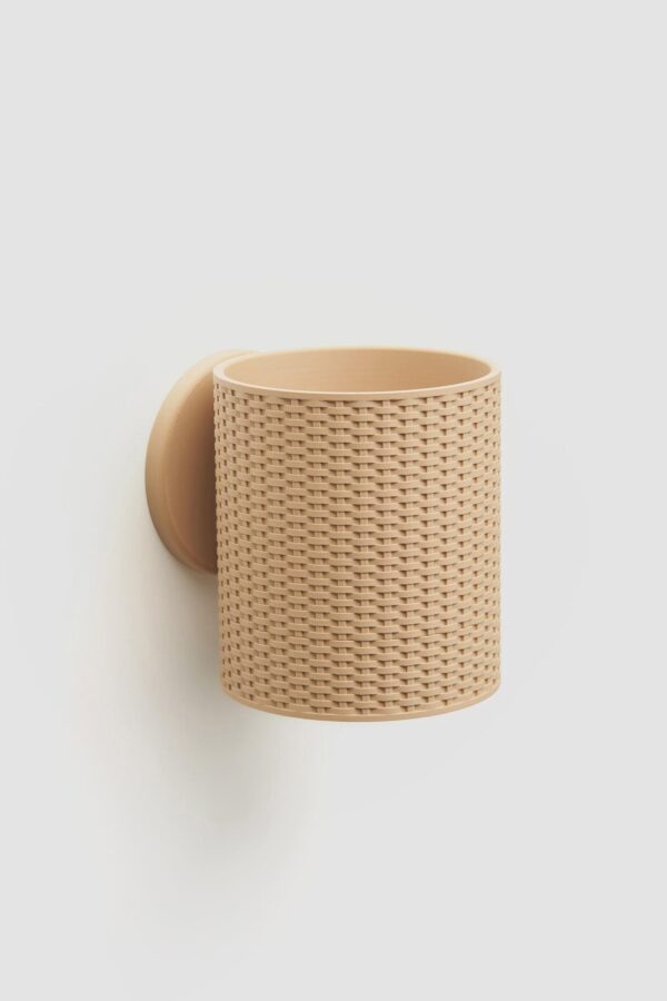 Textured Basketweave Planter: Wall Mount or Tabletop, Hidden Drip Tray