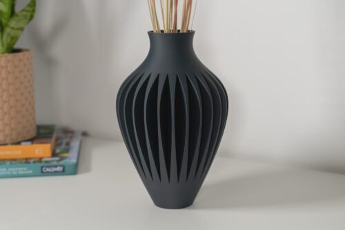 il_fullxfull.8253735409_dftw.jpg Symmetrical Round Geometric Vase - Statement 3D Printed Flower Pot | NextEraFab Modern Living Room Accent, Sleek Ash Gray Minimalist Decor