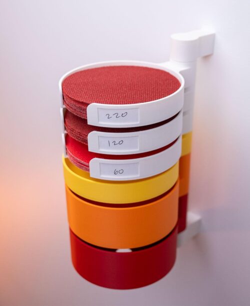 il_fullxfull.8257772225_lkut.jpg Sanding Disc Wall Organizer