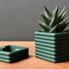 Square Poppy Planter with Magnetic Drip Tray | Modern Minimalist Plant Decor