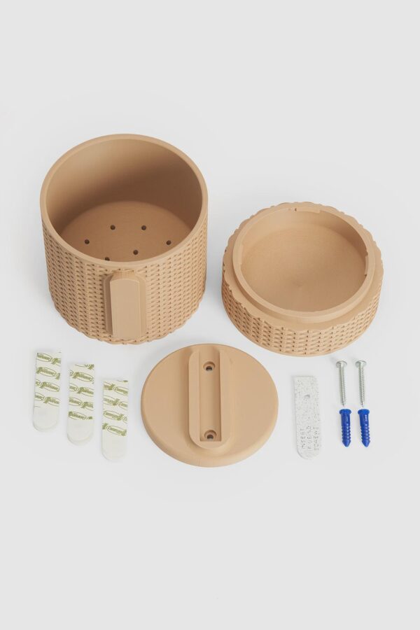 Textured Basketweave Planter: Wall Mount or Tabletop, Hidden Drip Tray