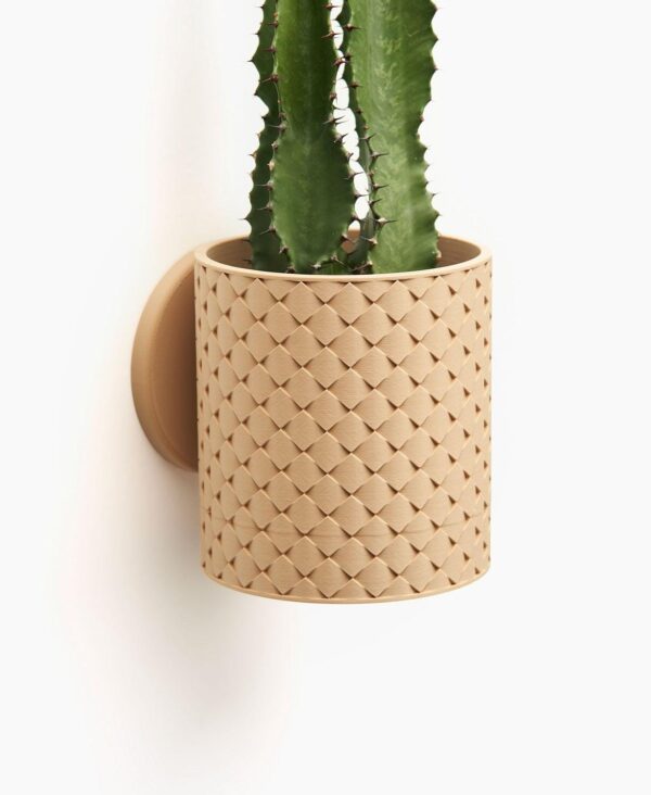 Quilted Pattern Planter with Hidden Drip Tray | Modern Textured Planter